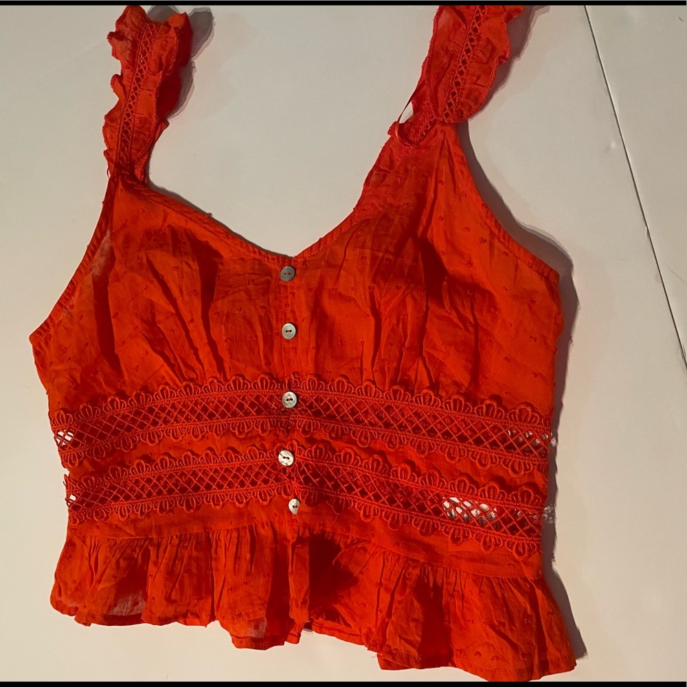 Red Ruffle Blouse